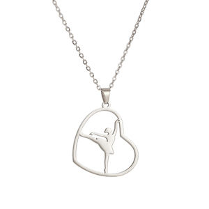 Collier pendentif <span class=keywords><strong>danseuse</strong></span> <span class=keywords><strong>ballerine</strong></span>, cœur, <span class=keywords><strong>danseuse</strong></span>, ballet, charme, collier ras du cou pour femmes, bijoux en acier inoxydable - Product Image 4