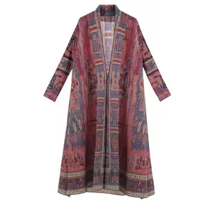 Newly Middle Eastern Woman Fashion New Design Miyake Pleated Plus Size Long Coat Elegant Style Casual Polyester Abaya For Women