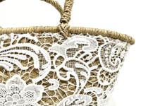 Sac de plage en paille fait à la main pour femmes, accessoire de mode avec housse en dentelle, sacoche cadeau de mariage