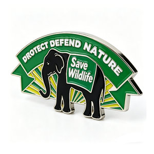 Badge Souvenir 2D Personnalisé Plaqué Argent Thème Animaux Sauvegarde de la Faune Émail Dur Imprimé UV pour la Fête des Pères - Product Image 4