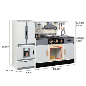 Trẻ Em Bằng Gỗ Vai Trò Chơi Lớn Màu Trắng Tủ Lạnh Nhà Bếp Thiết Lập Giáo Dục Giả Vờ Nấu Ăn Đồ Chơi Cho Trẻ Em Gái - Product Image 4