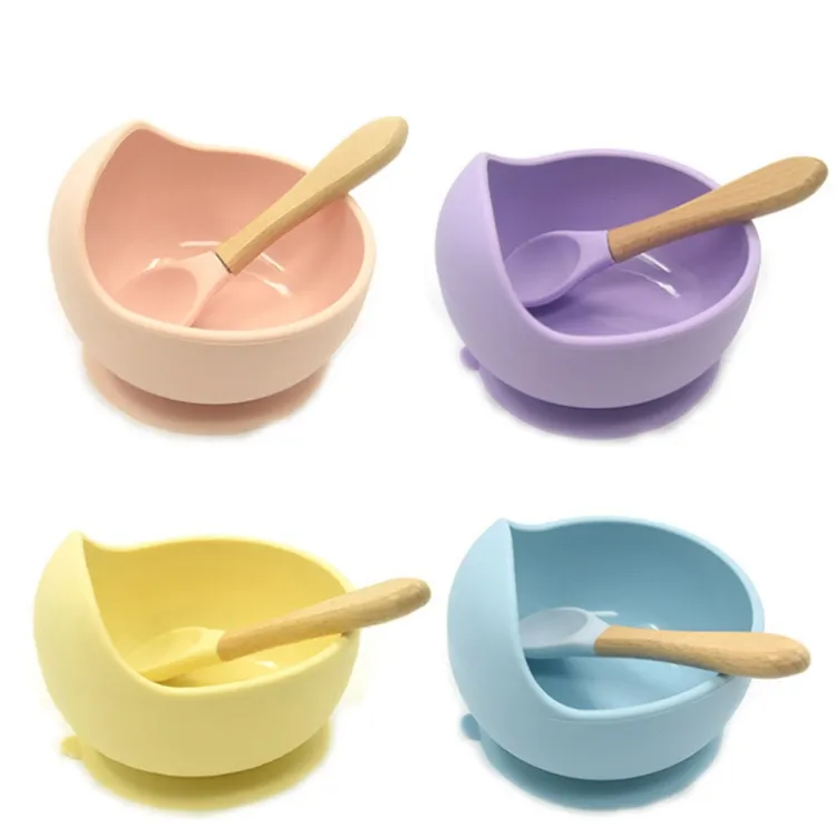 Baby Bowl Spoon Silicone Mask Suction Baby Bowl Warmer Hot Sale Baby Product BPA Free Silicone Kitchen Customized Logo Silicon