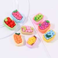 Yiwu Wintop Kawaii Style 3d Simulation Mélange Panier De Fruits Conception Dos Plat Cabochons En Résine pour Kit De Bricolage
