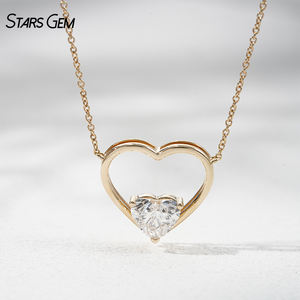 Collier de 1 carat en or jaune 14 carats avec chaîne en diamant de laboratoire - Product Image 1