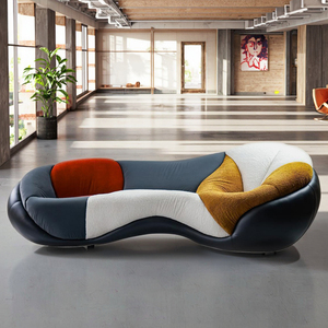 <span class=keywords><strong>Divano</strong></span> di Design Originale con Elementi Ispirati a Picasso, Arredamento di Lusso Stile Villa, Astrattismo Colorato in Velluto Satinato per Soggiorno - Product Image 2