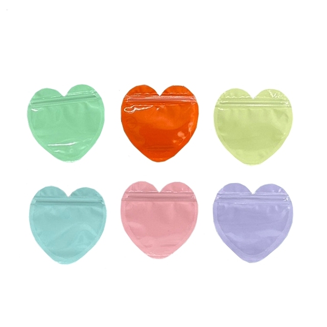 Heart Shaped Packaging Bags Mini Cute Sealed Gift Bag Clear Ziplock Plastic Pouch for Small Business Jewelry Earring Sample