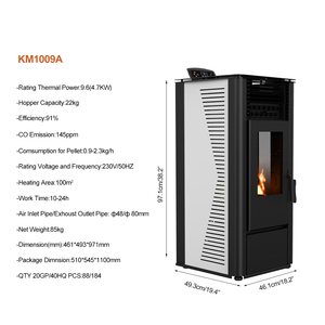KM1009A 10KW CE ROHS Approuvé Poêle à granulés de bois Cheminée à granulés de Chine Poêle à granulés écologique pour salon Maison - Product Image 3