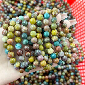 Wholesale Price 8mm Round Beads Crystal Healing Stone Polishing Ocean Jasper Bracelet Jewelry For Gift Meditation