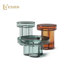 Light luxury living room furniture round glass art coffee table vintage small side table