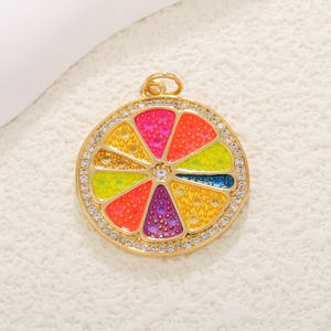 Venta caliente verano fruta esmalte Metal latón colgante limón fresa encantos para DIY collar pulsera pendiente hacer hallazgos - Product Image 4