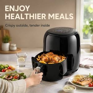 ODM/OEM LOGO Black Modern Electric Digital <b>Air</b> <b>Fryer</b> Cooker Touch Control Non-Stick Basket Healthy Meal for Home Kitchen <b>6L</b> - Product Image 1