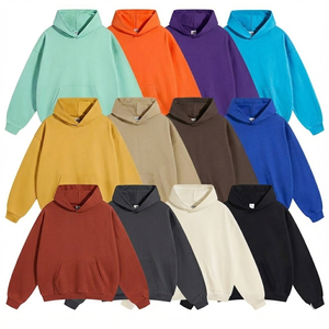 เสื้อฮู้ดดี้ทรงบ็อกซี่โอเวอร์ไซส์ผ้าเทอร์รี่คอตตอนเนื้อหนัก 360-500 แกรม สำหรับผู้ชาย ชุดเสื้อผ้าผู้ชาย ผลิตจากโรงงาน รับสกรีนโลโก้ TKAN584 - Product Image 1