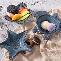 Bol et assiette en céramique série Océan, bol à sauce tortue, assiette étoile de mer, plat vie marine, plat coquillage, bol à sauce coquille Saint-Jacques
