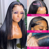 Perruques sans colle HD en cheveux humains naturels, perruques frontales en dentelle transparente, fournisseur de perruques indiennes vierges en cheveux naturels