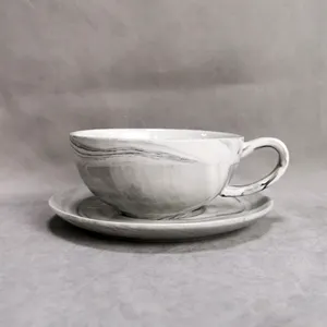 CS01 12 חתיכה מתנה פריט השיש קרמיקה drinkware פורצלן לאטה קפוצ 'ינו תה כוס ותחתית קפה כוס סטים עם צלחת סט