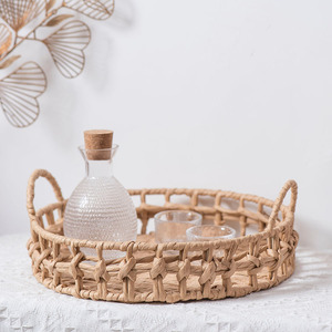Handmade Round Woven <b>Basket</b> Small Size For Food <b>Storage</b> Desktop Organizer Natural Rattan Craft <b>Basket</b> - Product Image 1