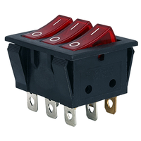 Interrupteur à bascule triple marche/arrêt moderne certifié CQC, lumière LED, matériau en laiton, modèle HM-RS-9PL, couleur de la lampe bleue, fonction SPST, 20A, IP11