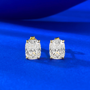 Bijoux fins, boucles d'oreilles <span class=keywords><strong>en</strong></span> argent sterling 925, zircon blanc taille carrée 3 carats - Product Image 1