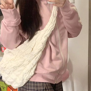 กระเป๋าสะพายข้างลายเมฆ ผ้าไนลอนสีขาว ปิดด้วยซิป ใช้ได้ทุกวัน กระเป๋าสะพายไหล่ผู้หญิง ความจุขนาดใหญ่ น้ำหนักเบา - Product Image 5