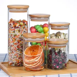 Best Sail Kitchen Airtight Food Spice Glass Storage Jars With Bamboo Lids