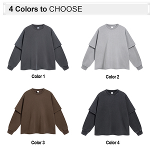 Sudadera lavada teñida desgastada de cuello redondo retro personalizada de alta calidad - Product Image 2