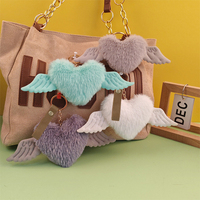 Vleugels Liefde Hanger Valentijnsdag Sleutelhanger Hart Pluizige Pom Poms PU Lederen Sleutelhangers Engel Sleutelhanger Hangertjes