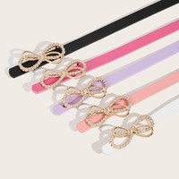 Nouvelle ceinture de mode pour femme, style rétro, en cuir verni, avec nœud coloré, boucle fine en alliage, pour jeans, robes et pantalons, élégante et décorative