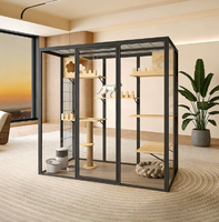 Maison de luxe écologique pour chat en bois, enclos intérieur avec porte en maille respirante, enclos sécurisé pour chatons et chats adultes