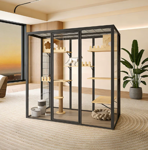 Maison de luxe écologique pour chat en bois, enclos intérieur avec porte en maille respirante, enclos sécurisé pour chatons et chats adultes - Product Image 1