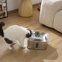 Fontaine à eau automatique carrée en acier inoxydable pour chiens et chats de grande taille, 9L, distributeur d'eau pour animaux de compagnie, bol intérieur avec indicateur de niveau d'eau