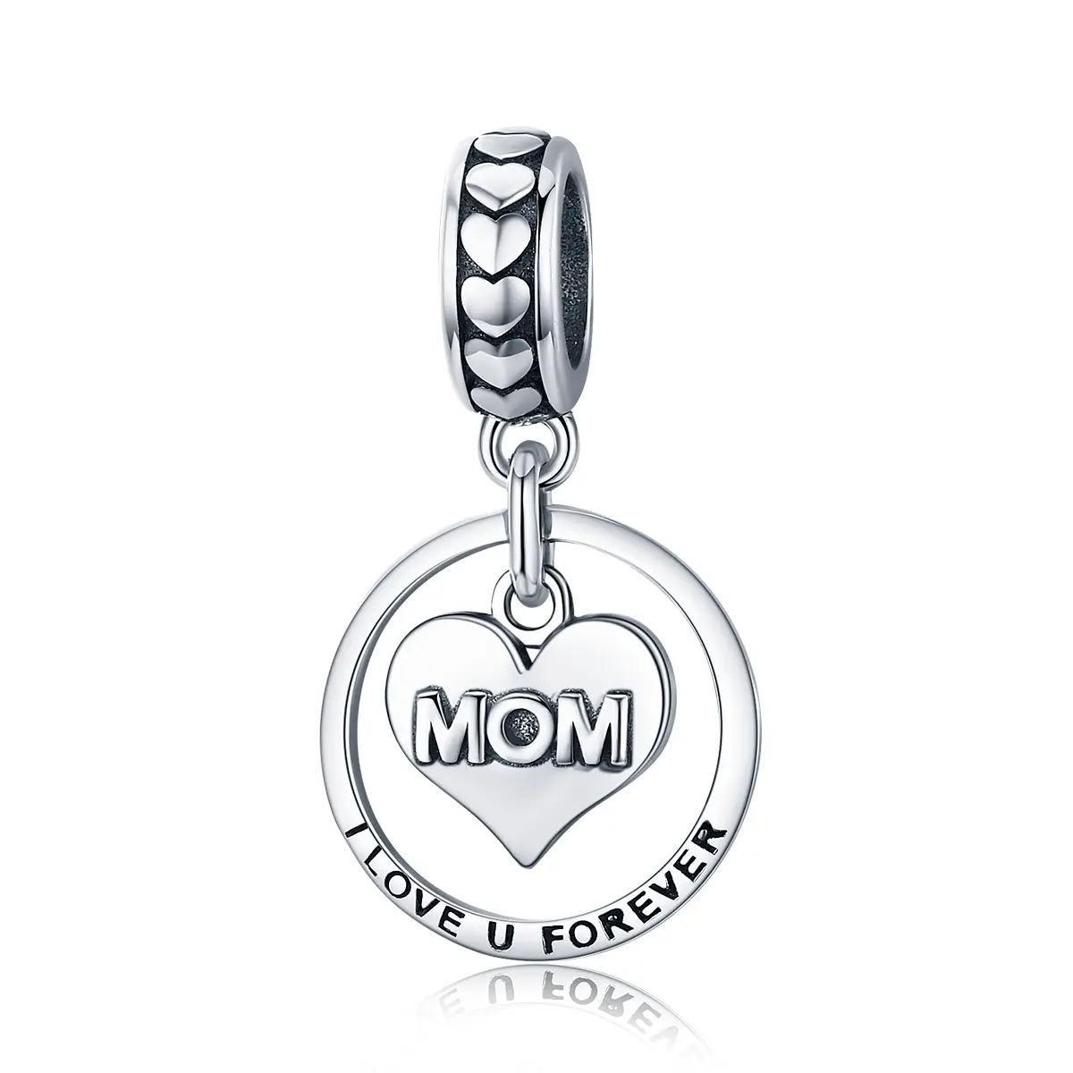 925 Sterling Silver I Love u Forever Mom Mother Engrave Beads fit Charm Bracelet & Bangle Women Jewelry Mother Gift SCC649