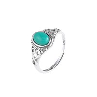 Bague Pietrope Unisexe Ajustable en Argent Sterling S925 Plaqué Or, Sertie de Pierres Rouge Agate et Turquoise, Style Vintage Ethnique, Modèle Simple GOLDIX