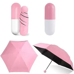 Estoque barato promocional cor gradiente bolso guarda Leveza dobrável Mini cápsula 5 guarda-chuva dobra no supermercado com logotipo