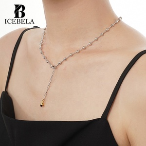 Ingrosso ICEBELA moda moda alta gioielli 92 argento Sterling collane argento minimalista perline catena per le donne - Product Image 6