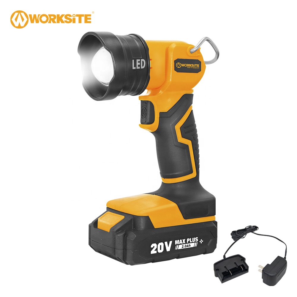 WORKSITE Rechargeable 20V Battery Tactical Pocket High Power Portable Cordless LED Emergency Torch Lamp Work Light Flashlight