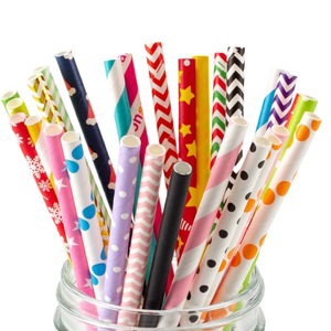 Disposable Paper <b>Straws</b> Mixed Color Pattern Party <b>Drink</b> Decorations Straight Pipe 5-12MM Origin Yongkang - Product Image 5
