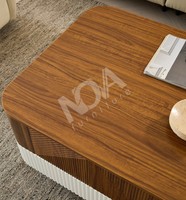 Ensemble de meuble TV et table basse en MDF moderne avec pieds en métal doré et rangement, meubles de salon