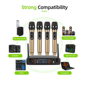 RAYHAYES R-06 무선 마이크 시스템 4 채널 듀얼 핸드헬드 <span class=keywords><strong>Uhf</strong></span> 전문 노래방 마이크 - Product Image 5