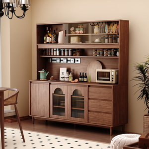 Buffet/Credenza Moderne Nordique Personnalisable Écologique avec Porte en Verre Arqué et Placage <span class=keywords><strong>Bois</strong></span> pour <span class=keywords><strong>Salle</strong></span> à Manger, Salon et Chambre - Product Image 6
