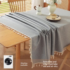 <span class=keywords><strong>Nappe</strong></span> en lin blanc brumeux, sans lavage, résistante à l'huile et à l'eau, pour cuisine, salle à manger, maison, vente en gros - Product Image 4