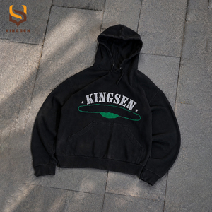Street Pullover Sweatshirts Custom 100% Cotton Heavyweight Oversized <b>Vintage</b> Distressed Screen DTGprint Acid Wash Hoodie - Product Image 1