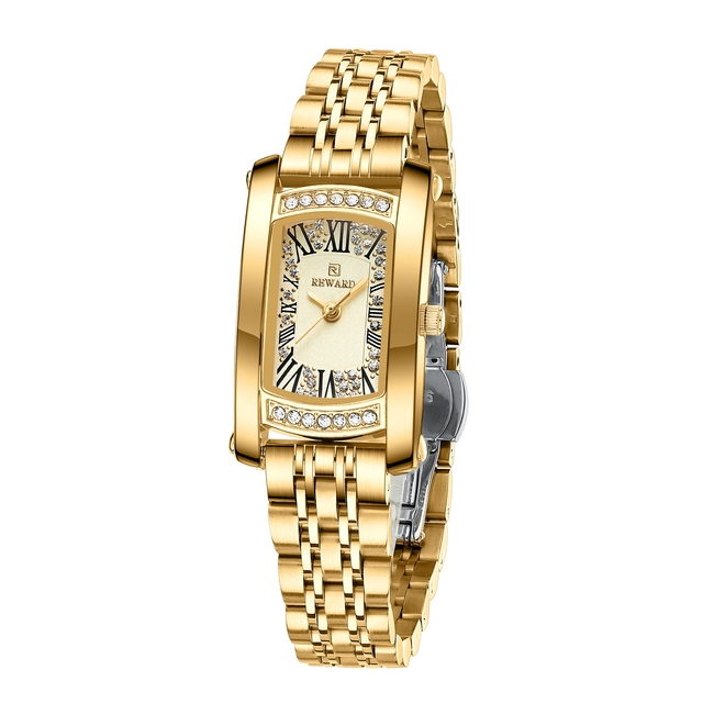 REWARD Newest Luxury Watch for Women Waterproof Crystal Diamond Stainless Lady Quartz Watch Watches Montre Femme