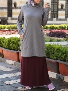 Borong Pukal Jahit Pukal Muslimah Casual Hoodie Set Kilang OEM Cotton Labuh Aurat Breathable Ex-factory Price Consistent Quality - Product Image 2