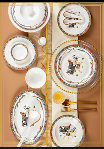 Keramisch Ramadan feest servies voor kinderen met gouden inleg, lekvrij ontwerp & keukengerei - Product Image 3