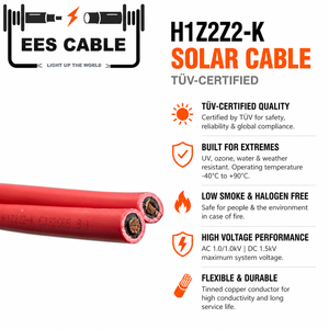 Cable Solar Fotovoltaico H1Z2Z2-K de Cobre Estañado XLPO para EN 50618 para 1.5kV DC 1X4MM2 ROJO Resistente a los Rayos UV y a la Intemperie <span class=keywords><strong>Europa</strong></span> Portugal - Product Image 1