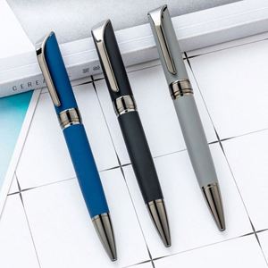 Promotional Gift Business Advertising Multi-<b>Color</b> 1.0Mm Rubber Coated Engraved Logo Rotating Ballpoint <b>Pen</b> - Product Image 1