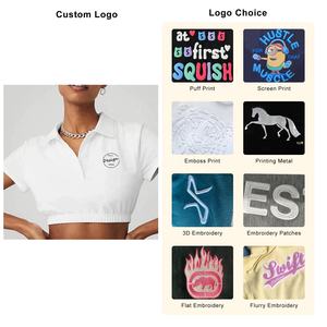 Top corto camisas personalizadas 95% algodón/5% Elastano ajustado Sexy <span class=keywords><strong>Club</strong></span> Streetwear señoras camiseta de lujo al por mayor <span class=keywords><strong>Polo</strong></span> recortado mujeres - Product Image 2