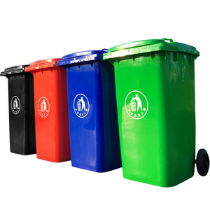 Poubelle extérieure 240L verte rectangulaire avec couvercle et roulettes pour usage domestique, à pédale - Product Image 2