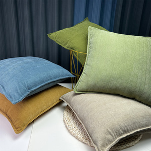 Federe Geometriche a Spina di Pesce in Ciniglia Durevole con Cerniera Invisibile, Colore <span class=keywords><strong>Grigio</strong></span> Verde Giallo Tinta Unita - Product Image 2
