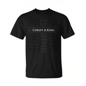 Camiseta Cristo es Rey Negra para Hombre, Cuello Redondo, Manga Corta, Regalo Religioso para Iglesia, Impresión en Serigrafía - Product Image 2